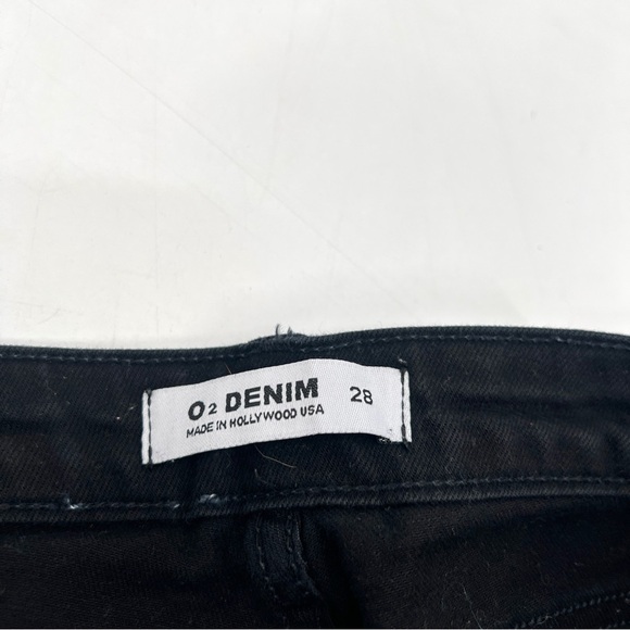 O2 DENIM Woman's Black High Rise Distressed Hem Skinny Jeans Size 28 - Picture 10 of 11